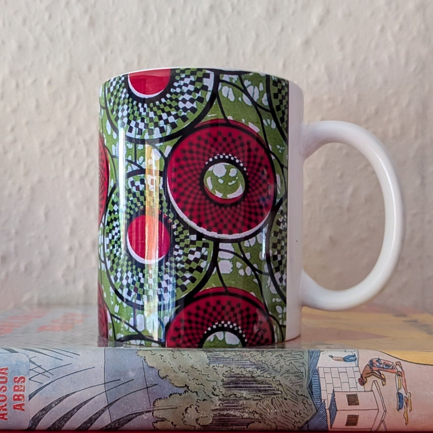 Green Pink Donut Circles Ceramic Mug BURCAD