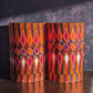 IBEJI Lampshade Set of Two in Orange Magenta Purple Aztec Tribal pattern