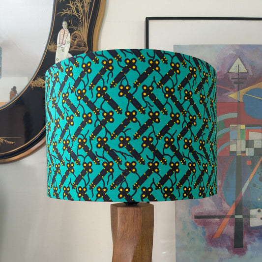 KOKORO Cross Key African Pattern Lampshade: Green Black Gold