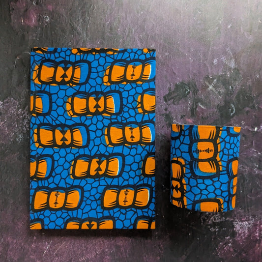 LOKUN African Print Gift Set: Blue with orange bow