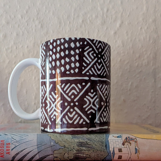 Brown Monochrome African Mudcloth Ceramic Mug MOUSSA