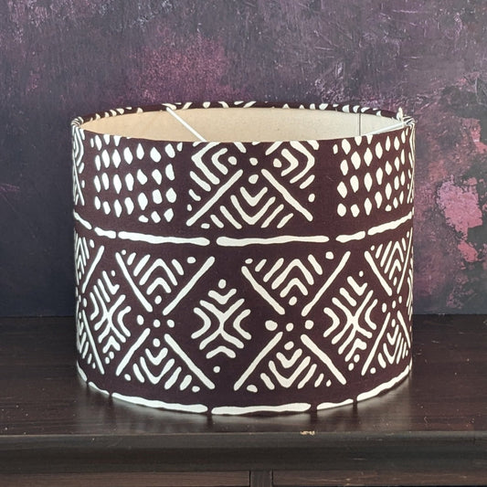 Brown Monochrome African Mudcloth Lampshade MOUSSA