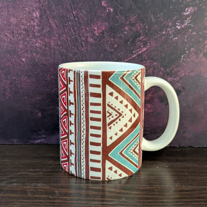 ROKIA MUG: African Mudcloth Stripes Pink Green Brown