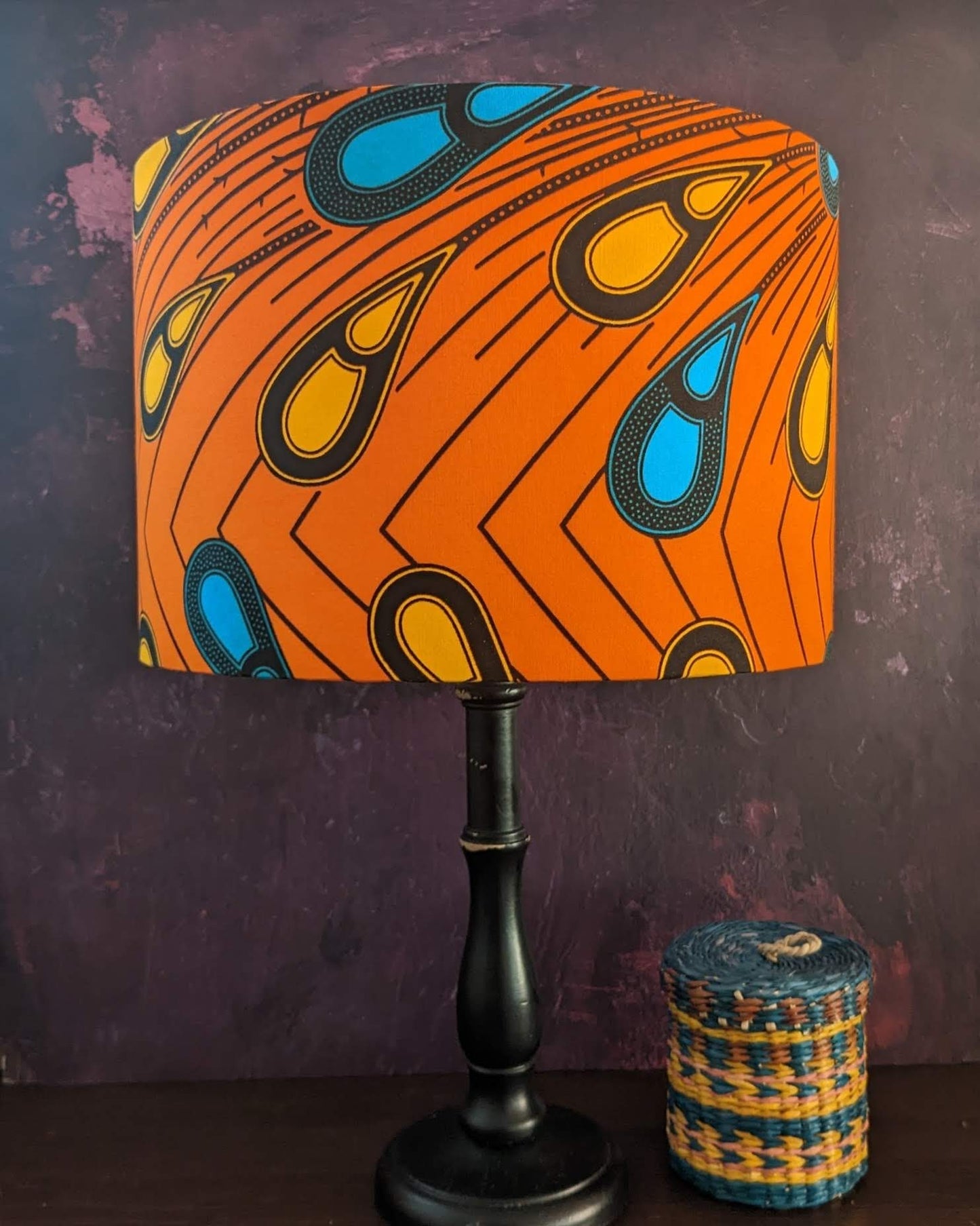 African Peacock Feathers Drum Lampshade OKIN
