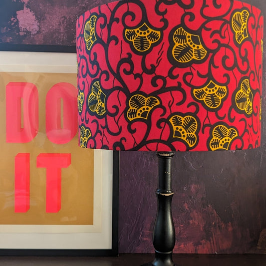 Red Yellow Gold Flower African Lampshade AYOKA