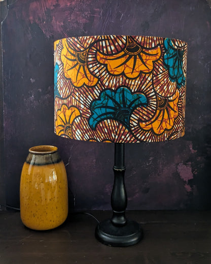 Brown Teal Leaf African Lampshade KARURA