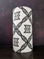 Tall African Adinkra Tribal Lampshade (ex-display): Freedom Symbol in Black & White