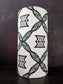 Tall African Adinkra Tribal Lampshade (ex-display): Freedom Symbol in Black & White