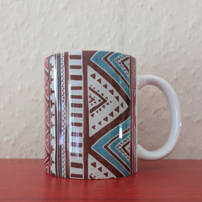 ROKIA MUG: African Mudcloth Stripes Pink Green Brown