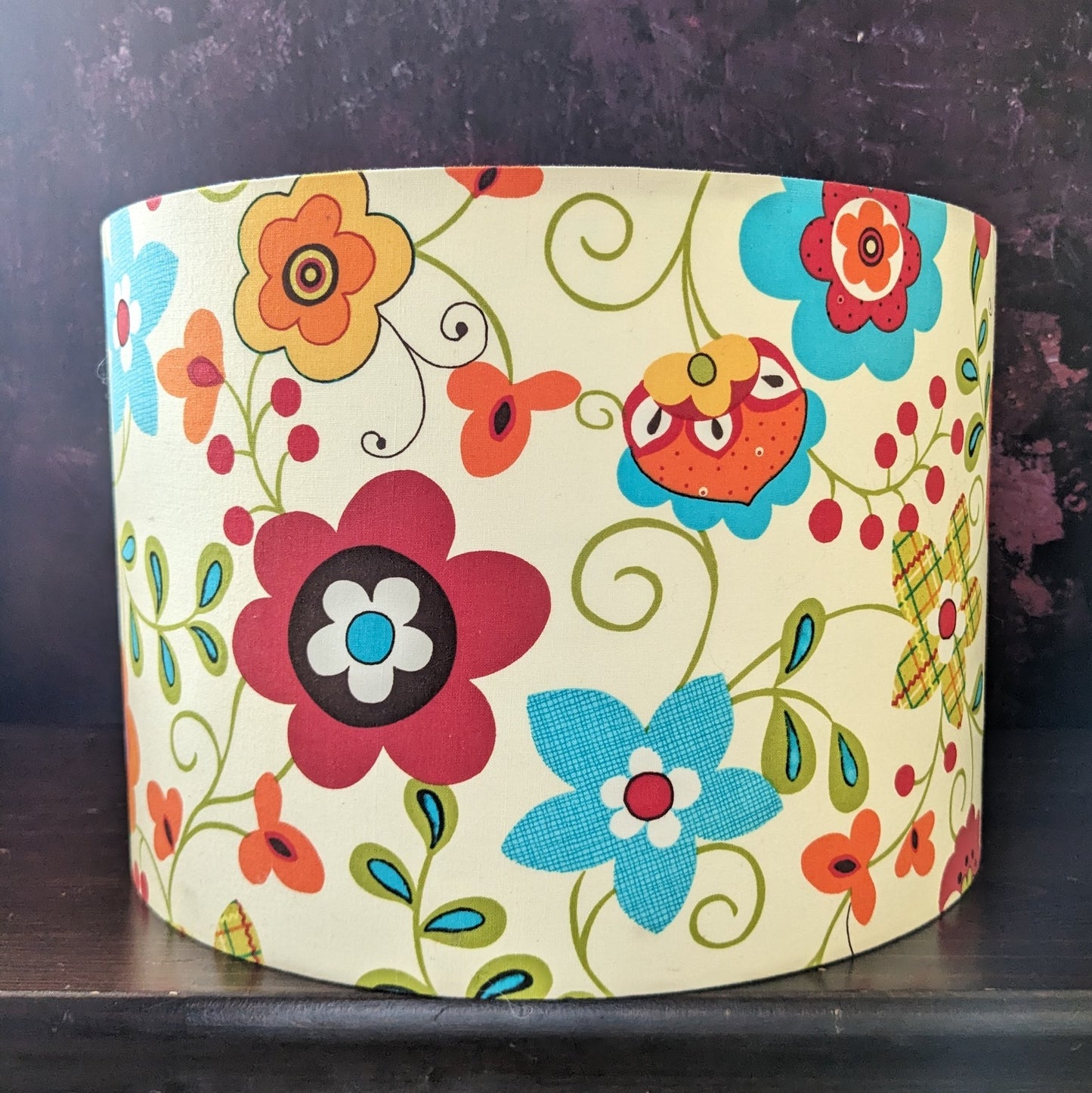 SECONDS Floral Drum Lampshade: colourful flower pattern