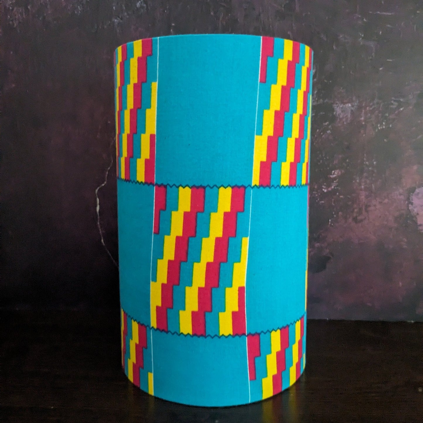 Colourful African Kente Lampshade (ex-display/seconds): Turquoise yellow magenta pink