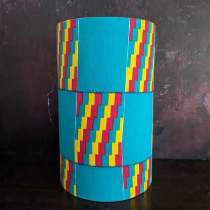 Colourful African Kente Lampshade (ex-display/seconds): Turquoise yellow magenta pink