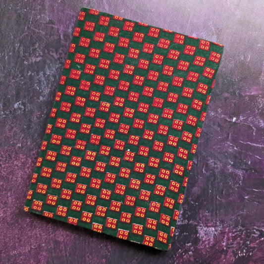 Mini squares African Sketch book: Dark red & green