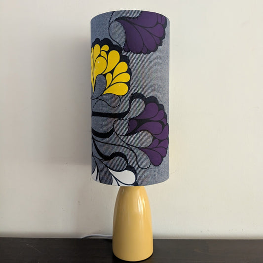 Retro Floral Afro Boho Lampshade (ex-display/seconds): Purple Yellow White flowers