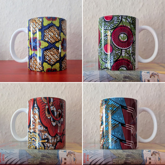 Mixed African print patterned Mugs x 4