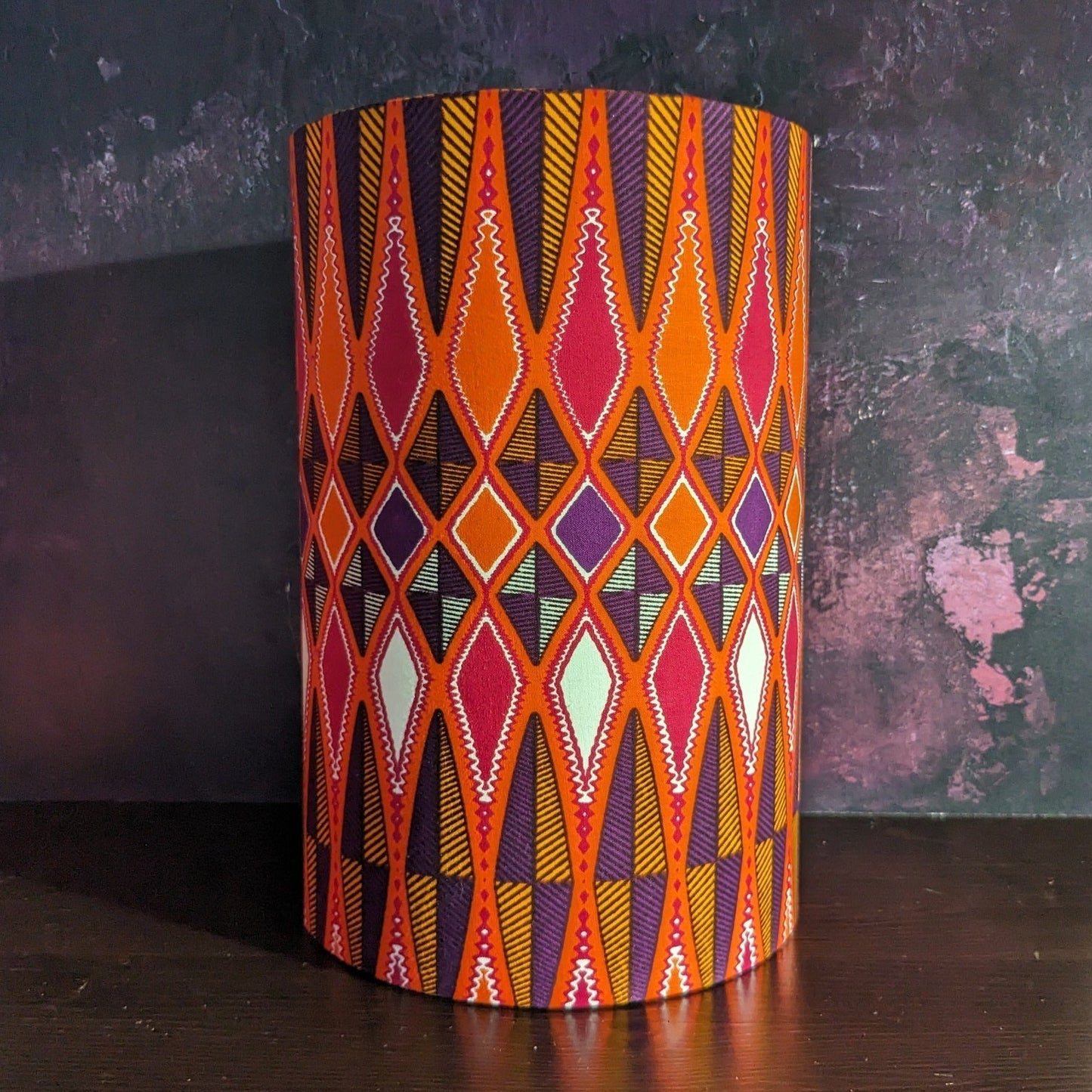 IBEJI Lampshade Set of Two in Orange Magenta Purple Aztec Tribal pattern