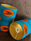TWAAM Lampshade Set of Two in Turquoise Orange Swallow Bird pattern