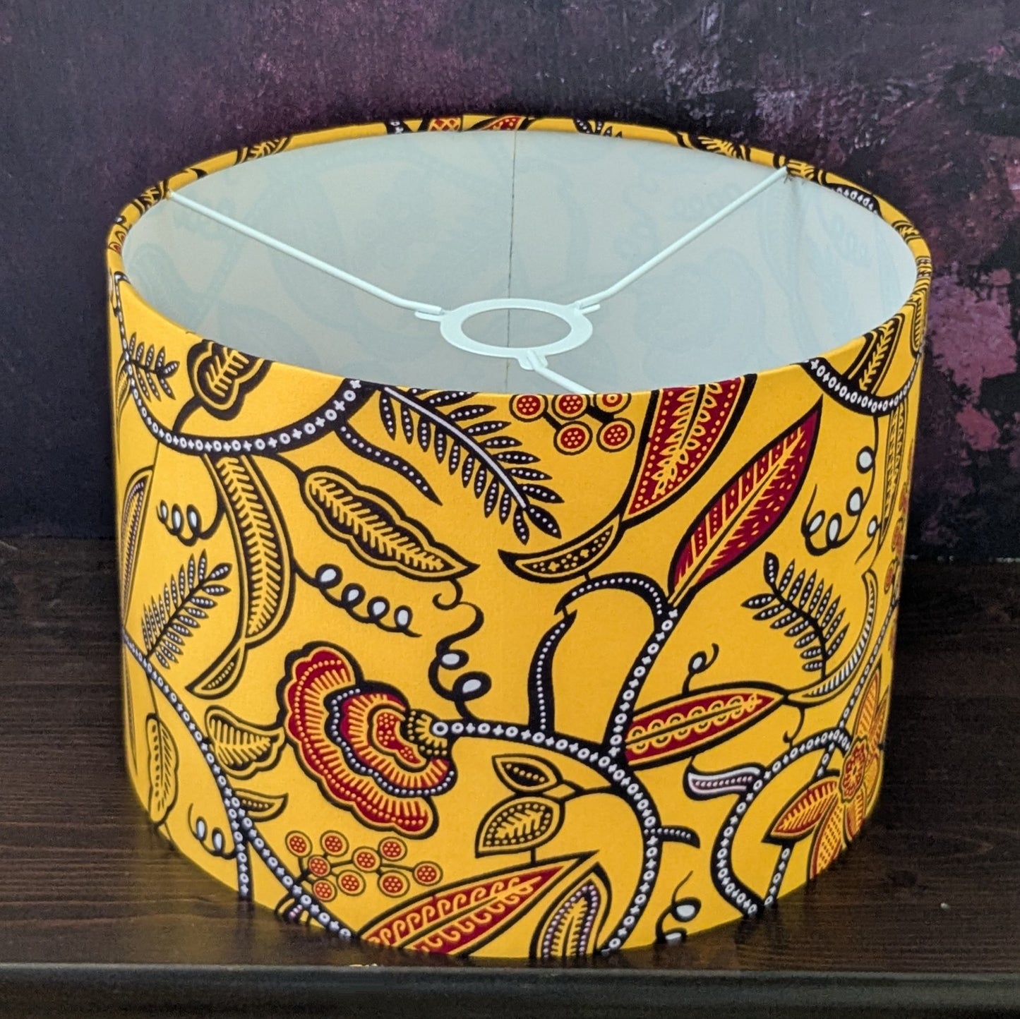 African Patterned Tropical Garden Lampshade DURBAN (Yellow Gold)
