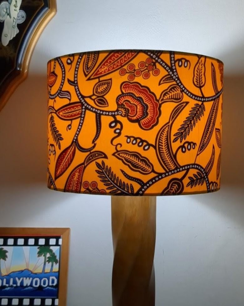 African Patterned Tropical Garden Lampshade DURBAN (Yellow Gold)