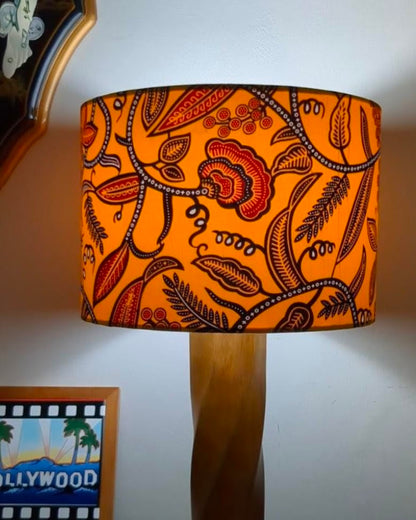 African Patterned Tropical Garden Lampshade DURBAN (Yellow Gold)