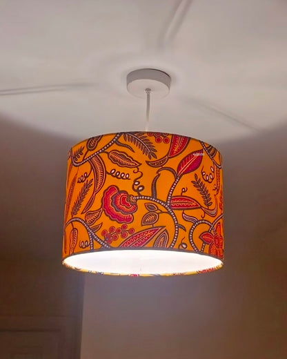 African Patterned Tropical Garden Lampshade DURBAN (Yellow Gold)