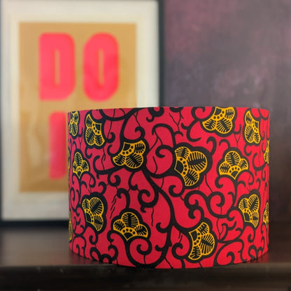 Red Yellow Gold Flower African Lampshade AYOKA