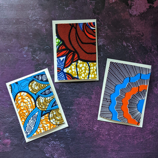 Handmade African greeting cards A6, set of 3