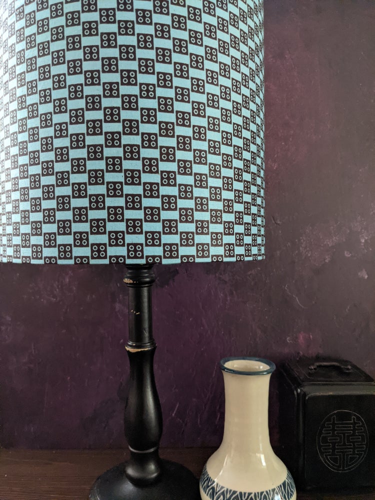 Blue Geometric Brown Dice African Lampshade DADU