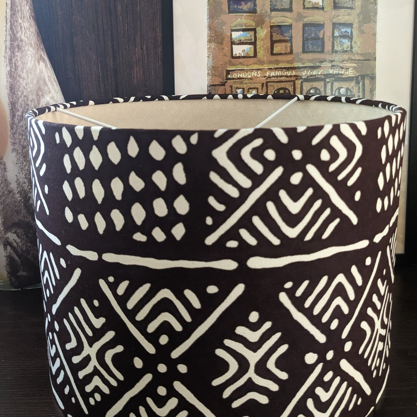 Brown Monochrome African Mudcloth Lampshade MOUSSA