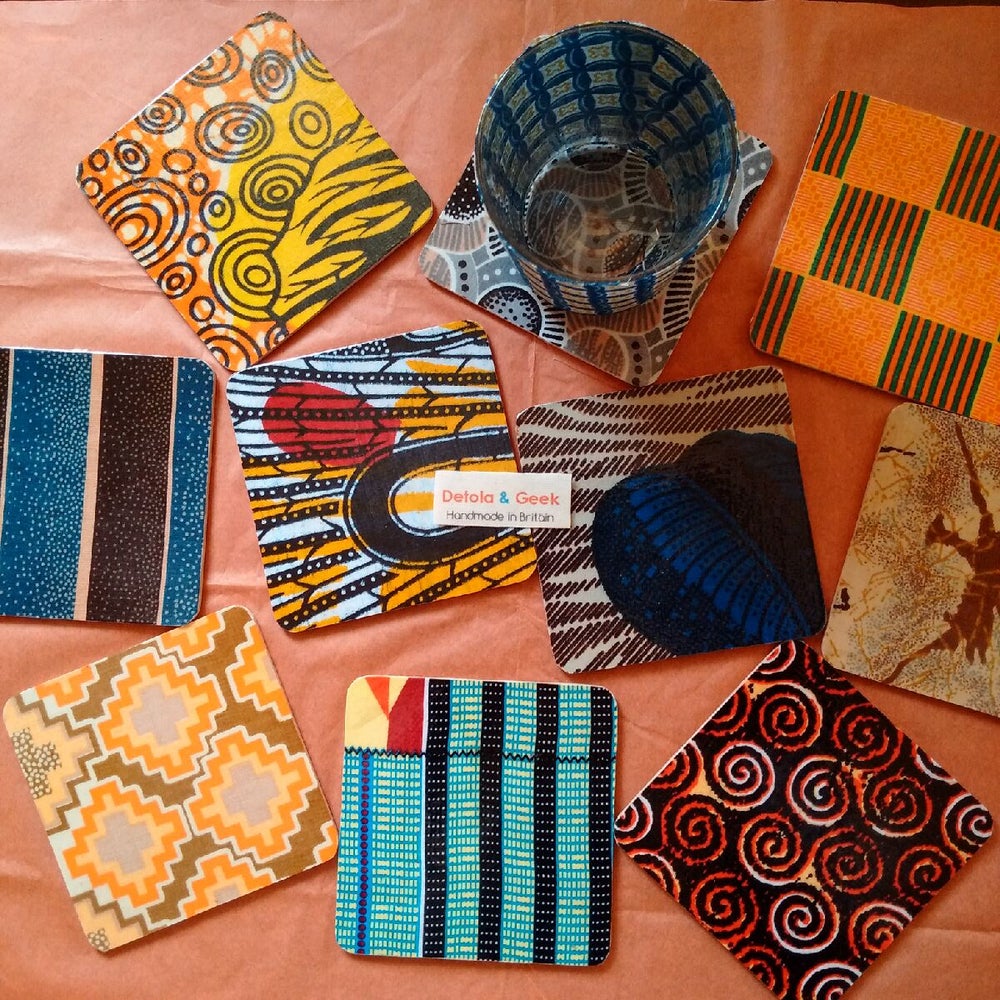 African wax print coasters, set of 25 coasters