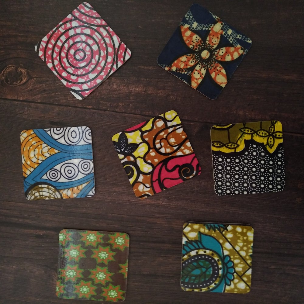 African wax print coasters, mixed set of 4