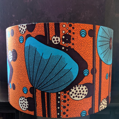 Large Orange Blue Flower African Lampshade DETOLA