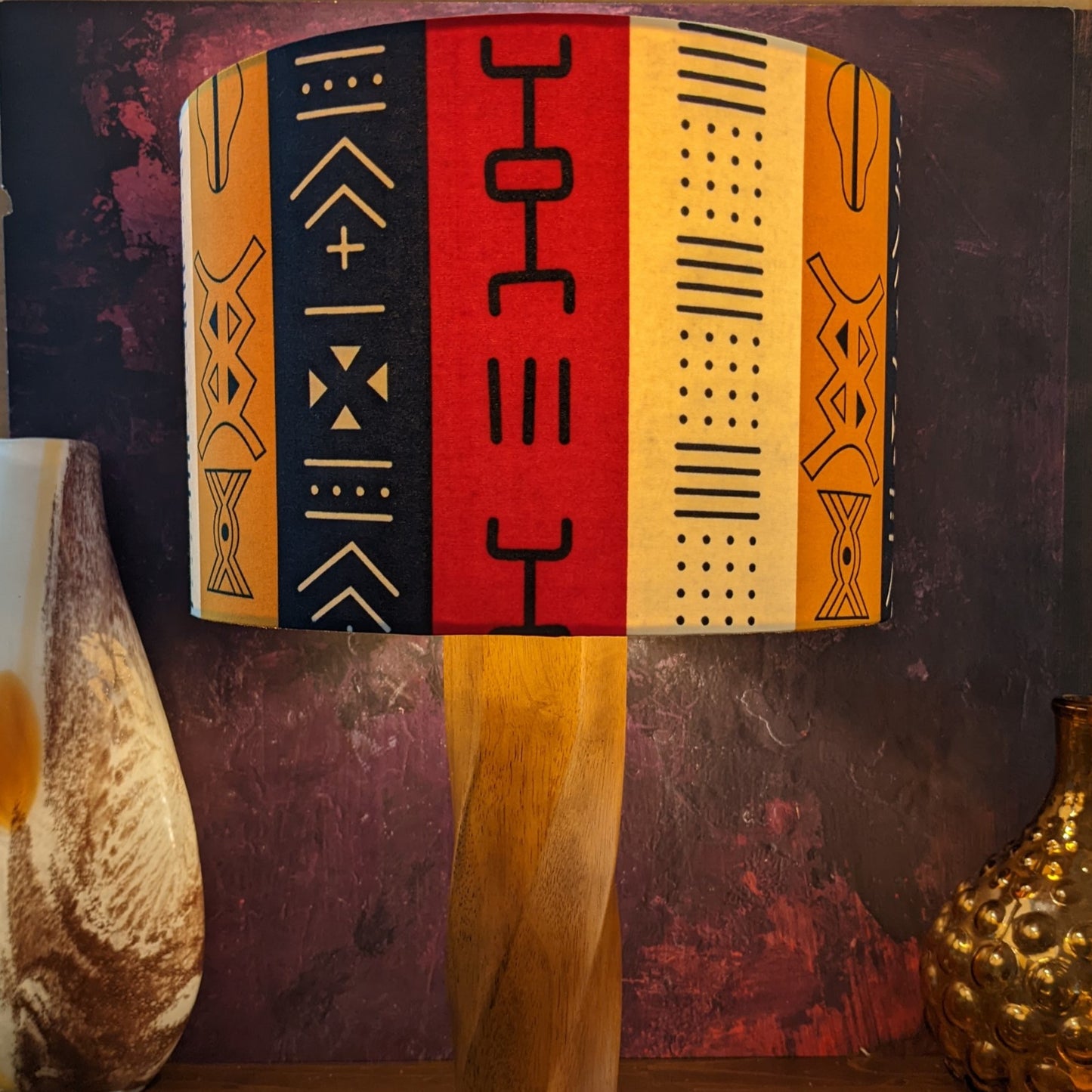 Striped African Mudcloth Lampshade NGOLO