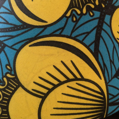 Blue Leaf Yellow Flower African Table Lampshade (ex-display)