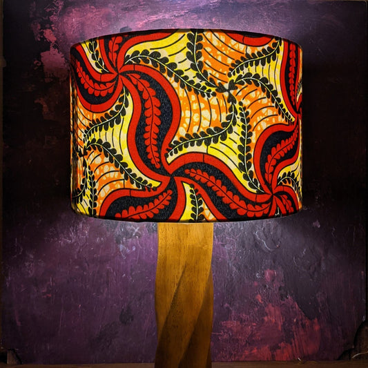 Red blue swirly leaves African lampshade