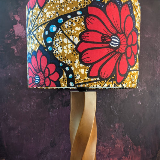 Large red flower brown African lamphade