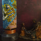 Mustard Turquoise Peacock Tall African Lampshade MAKEDA (ex-display)